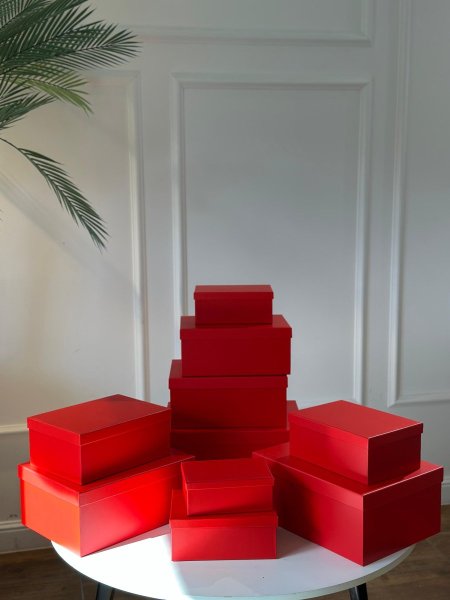 صندوق مستطيل طقم 10قطع أحمر